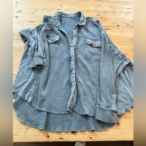 Free People waffle button up